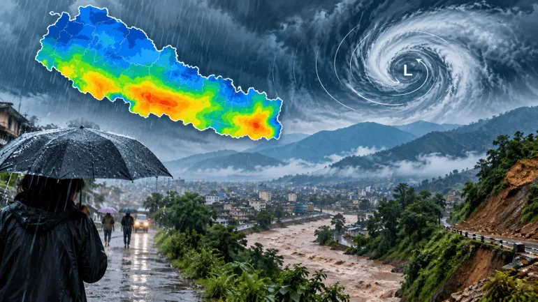 शुक्रबारदेखि चार दिन भारीदेखि अतिभारी वर्षाको सम्भावना, कहाँ–कहाँ हुँदैछ अति भारी वर्षा ?